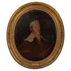 Vintage Oval Portrait of Sir Alexander Gibson, Oil on Canvas, Framed in Wood
