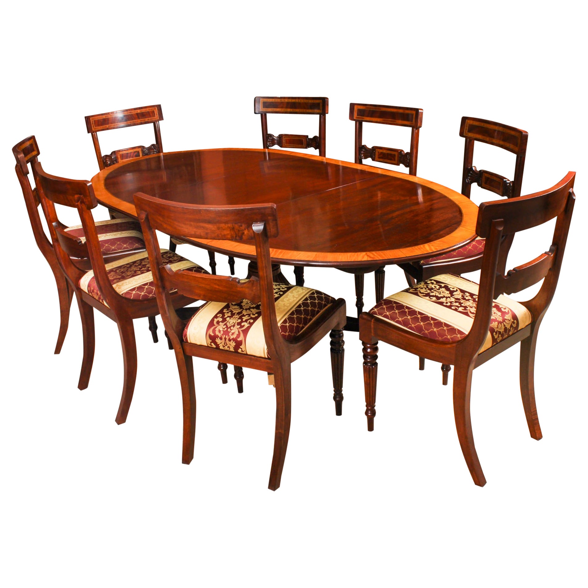 Antique Oval Regency Dining Table 19th Century & 8 chairs