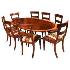 Antique Oval Regency Dining Table 19th Century & 8 chairs