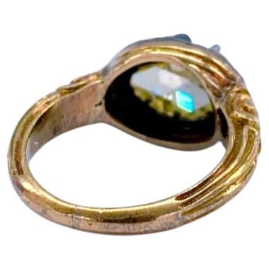 Antique 1850s Oval Rose Cut Diamond Gold Solitair Ring For Sale 1