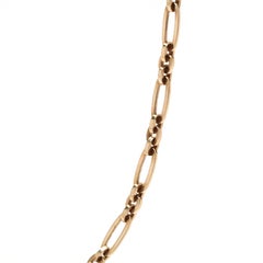 Antique Oval Round Link Watch Chain with Dog Clip Clasp, 10K Yellow Gold