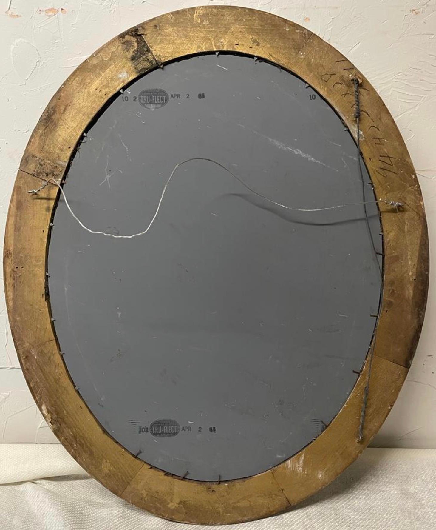 Hand-Crafted Antique Oval Rustic White Washed Painted Mirror