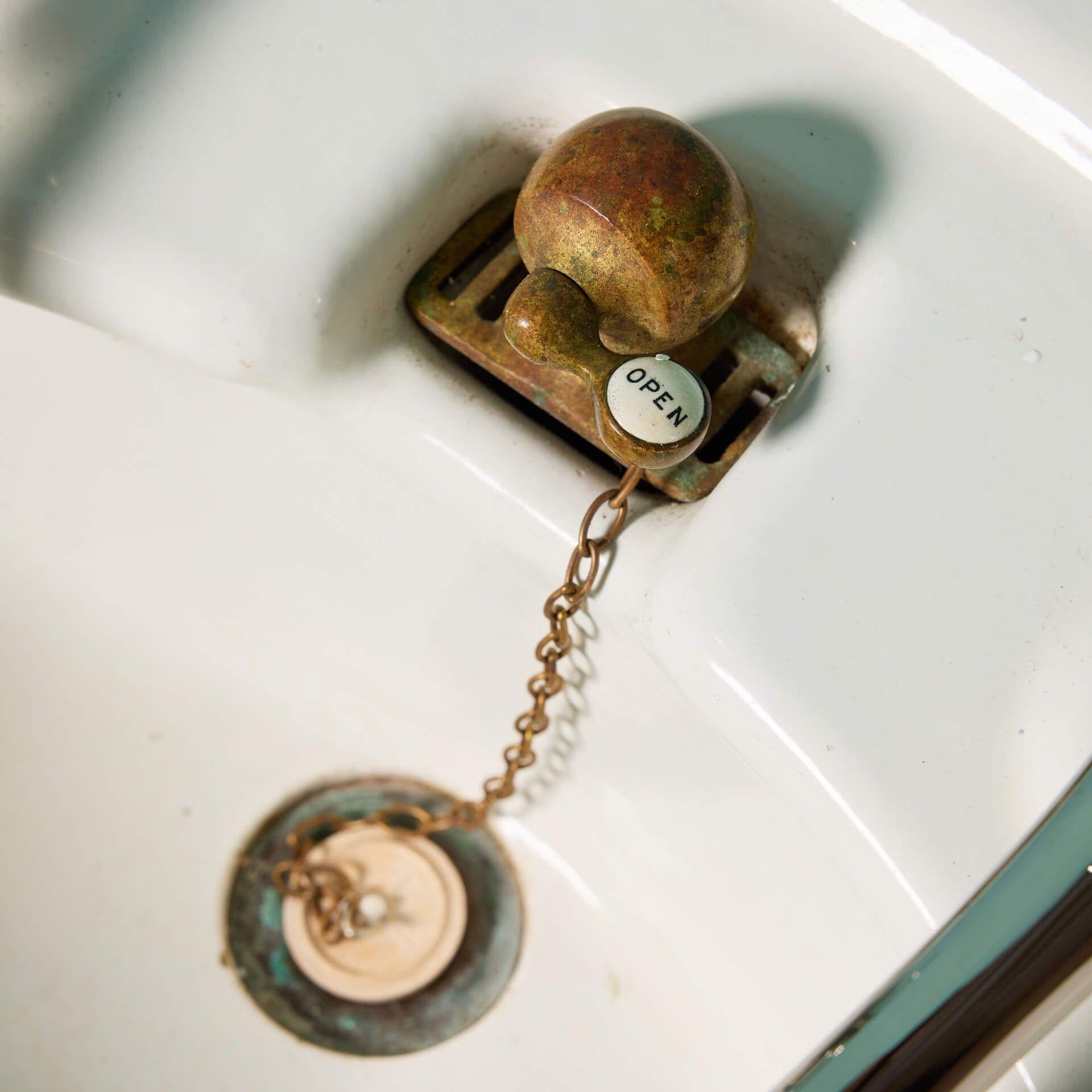 Stoneware Antique Oval Shaped Pedestal Sink For Sale