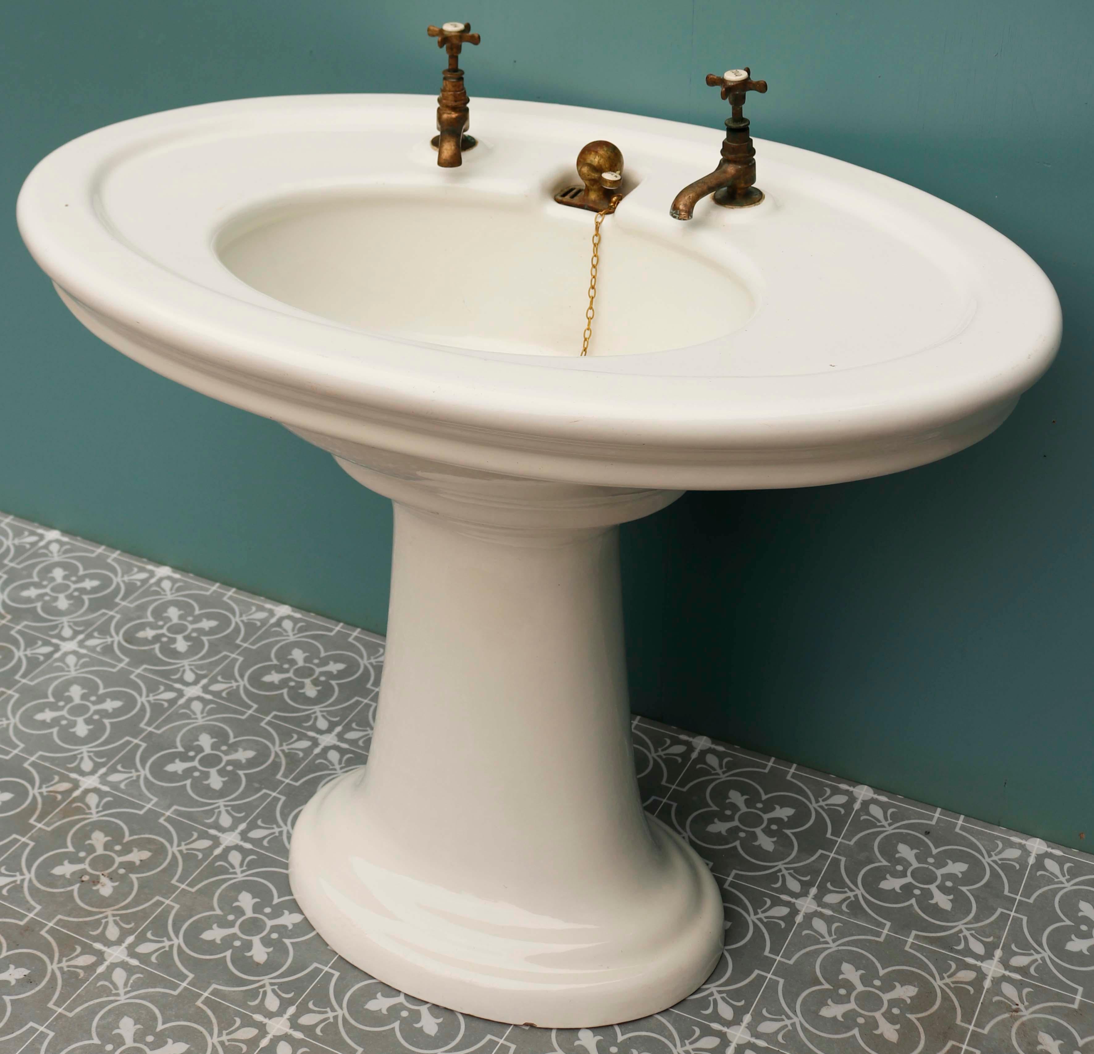20th Century Antique Oval Shaped Pedestal Sink