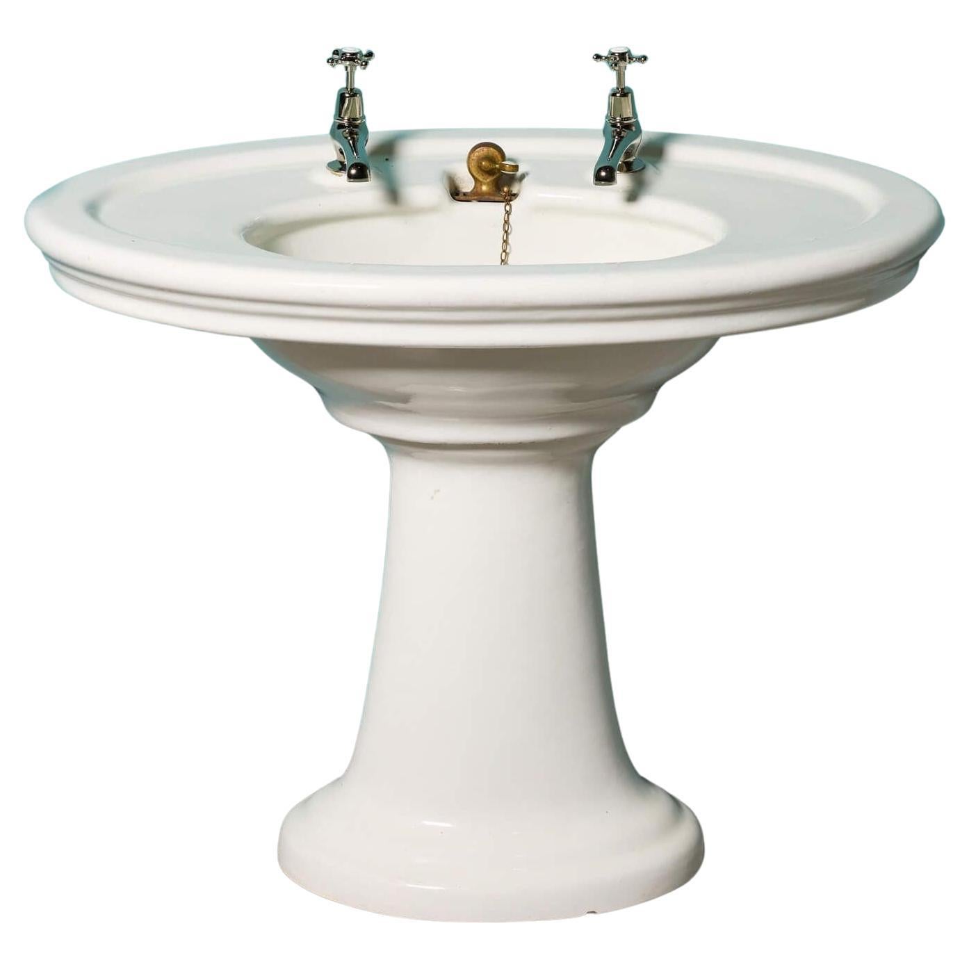 Antique Oval Shaped Pedestal Sink For Sale