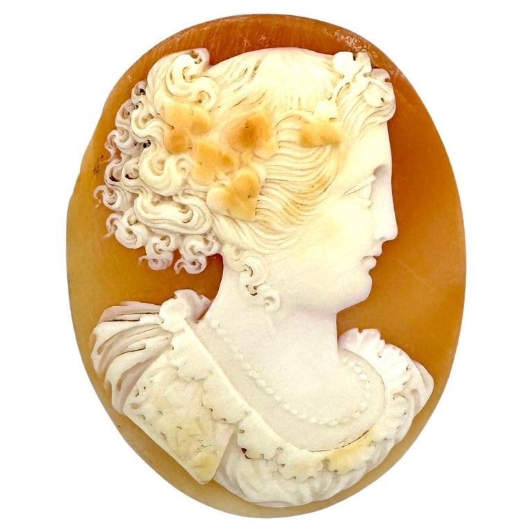 Antique Oval Shell Cameo of the Goddess Flora in Neo Gothic Dress Italy For  Sale at 1stDibs