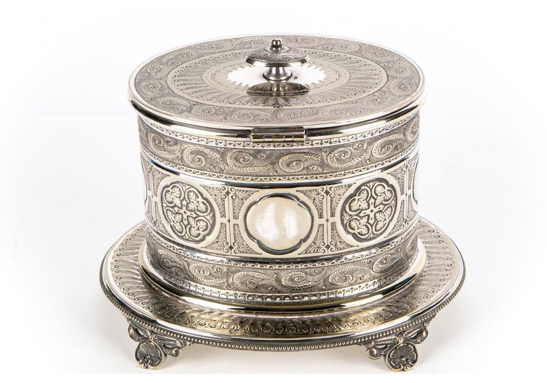 Antique Oval Silver Plate Biscuit Box 5