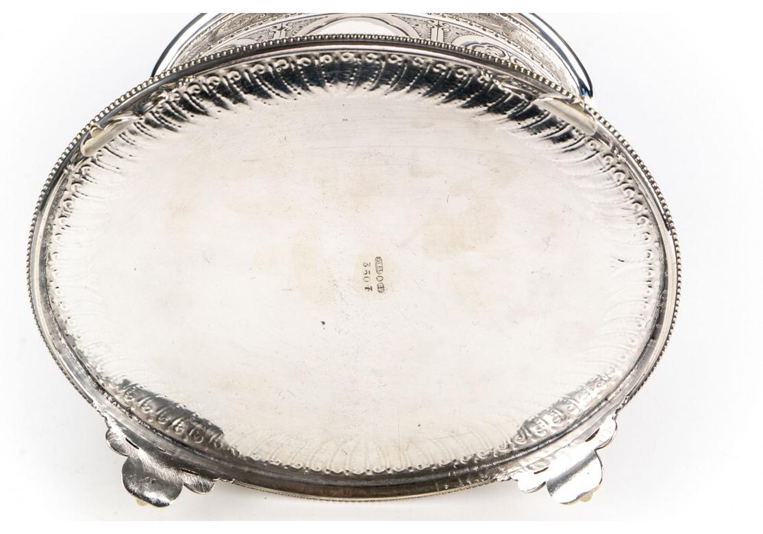 19th Century Antique Oval Silver Plate Biscuit Box