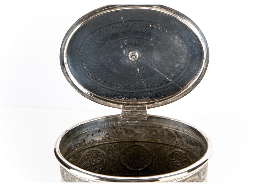 Antique Oval Silver Plate Biscuit Box 4