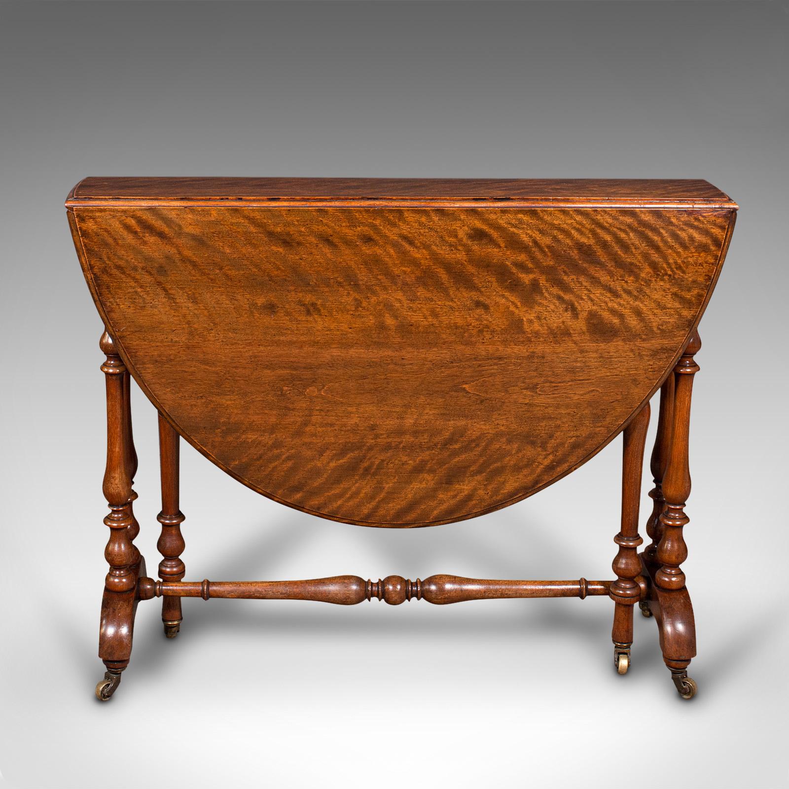 British Antique Oval Sutherland Table, English, Gate Leg, Occasional, Victorian, C.1850 For Sale