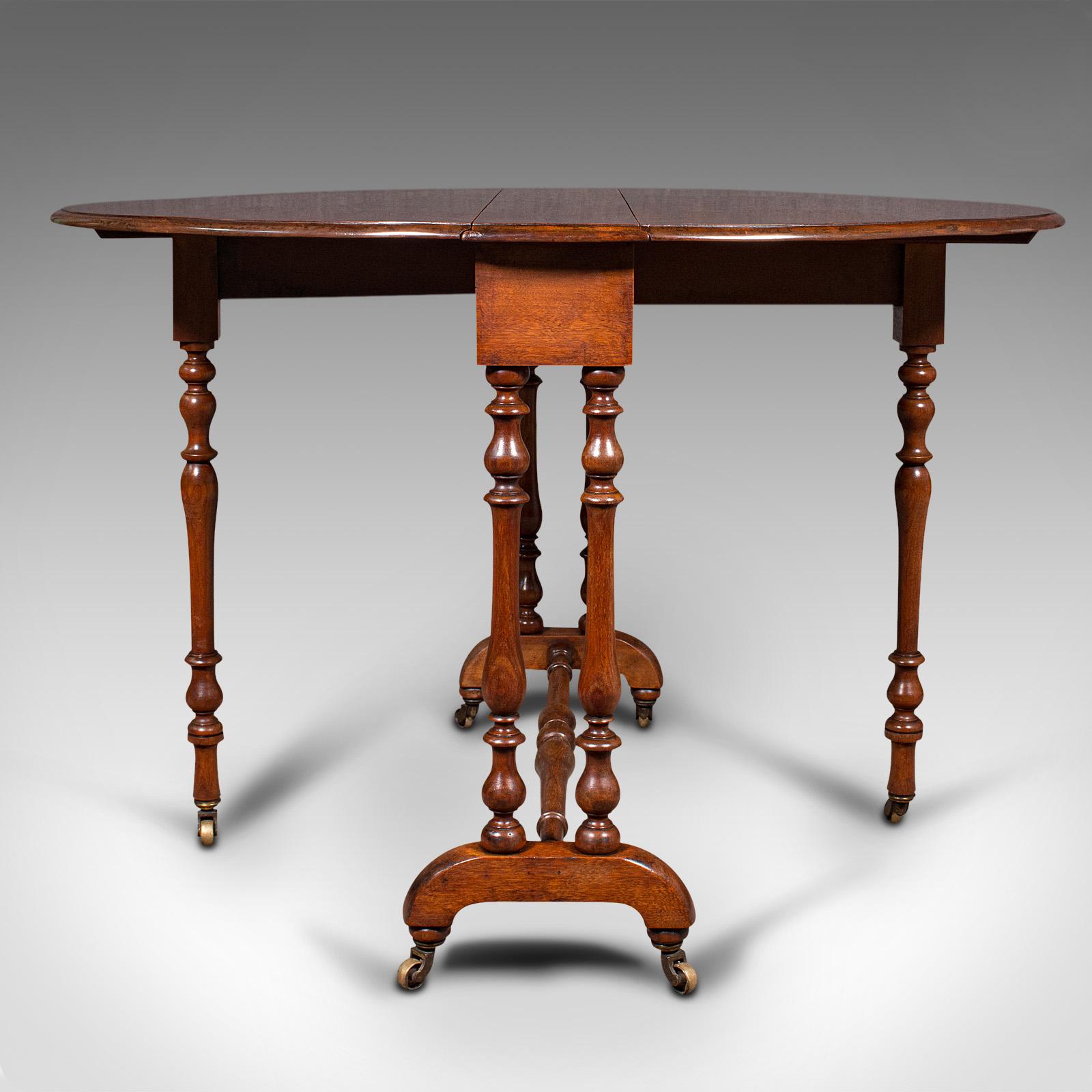 Wood Antique Oval Sutherland Table, English, Gate Leg, Occasional, Victorian, C.1850 For Sale