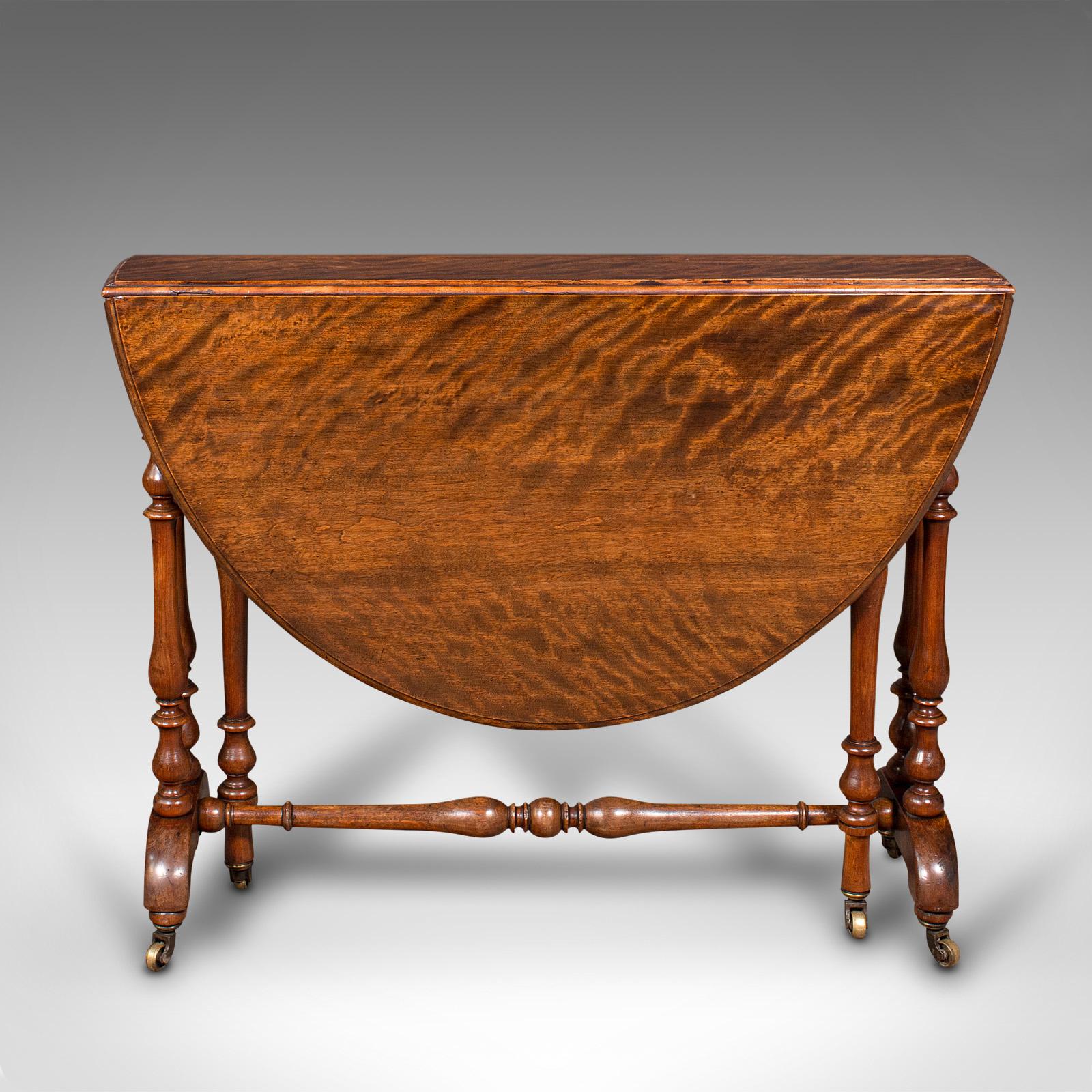 Ancienne table ovale Sutherland anglaise, pied de porte, d'appoint, victorienne, vers 1850 en vente 1