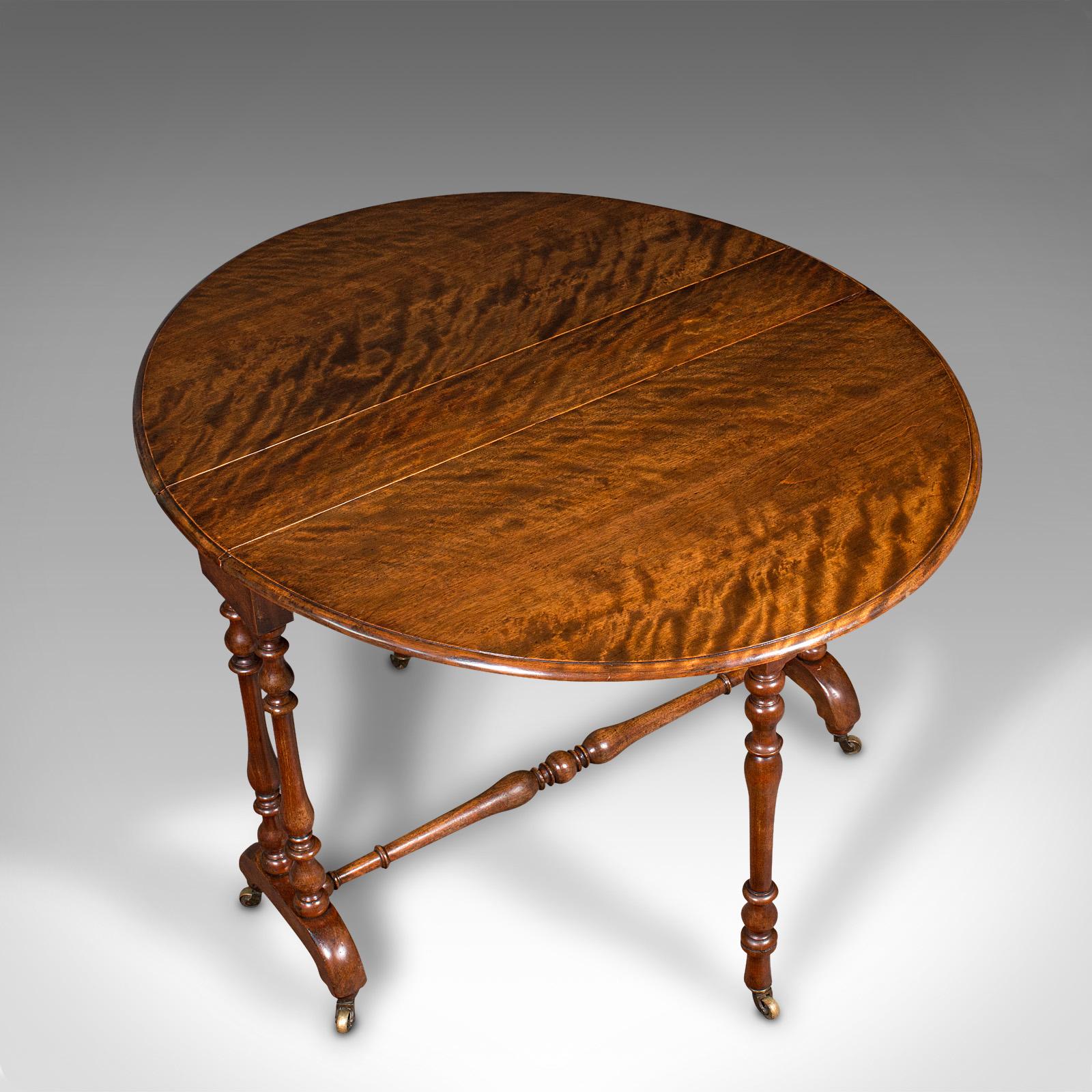 Ancienne table ovale Sutherland anglaise, pied de porte, d'appoint, victorienne, vers 1850 en vente 3
