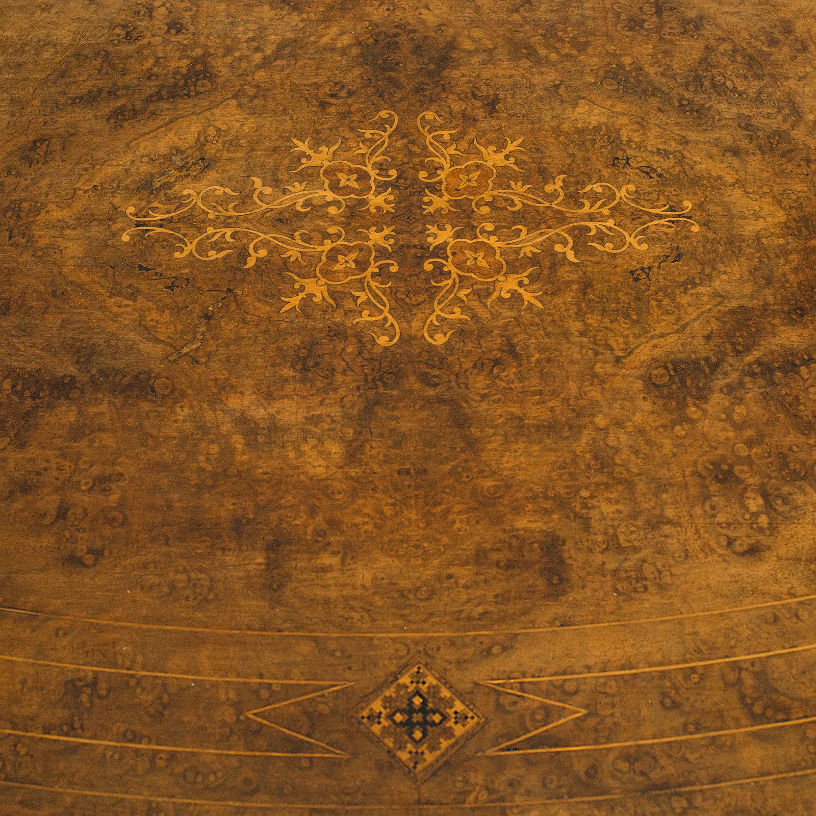 Antique Oval Table, English, Burr Walnut, Centre, Side, Victorian, circa 1870 For Sale 1