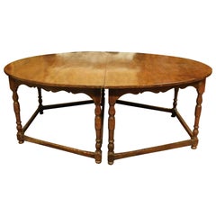 Antique Oval Table in Beechwood, Divisible 2 Half-Moons with 8 Legs, 1600, Italy