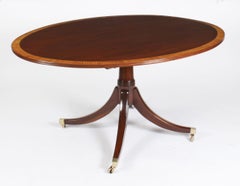 Antique Oval Tilt Top Dining Table Early 20th Century & 6 Chairs