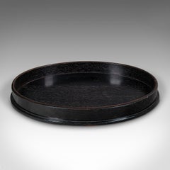 Antique Oval Trinkets Tray, English, Ebony, Dressing Table Tidy, Victorian, 1900