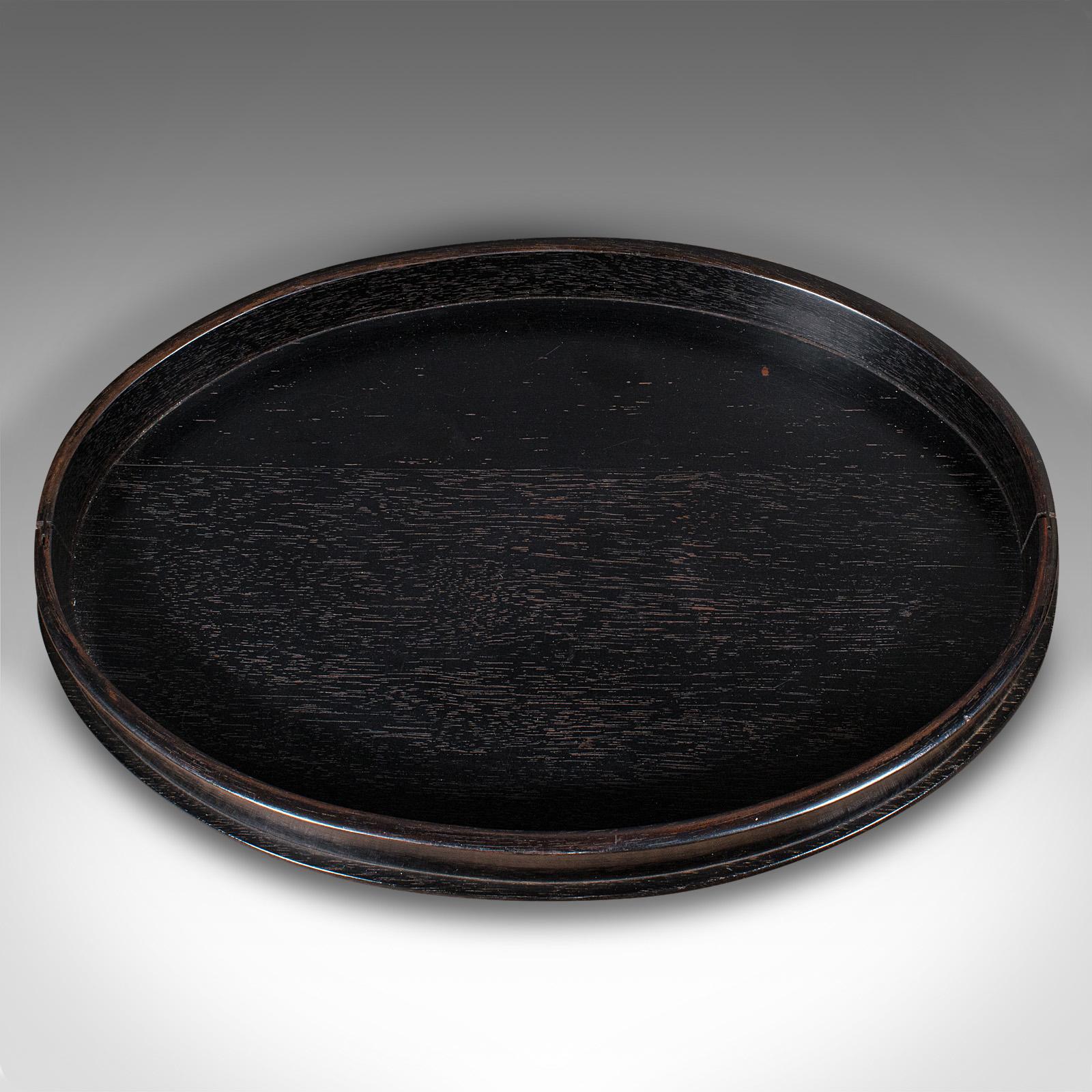 Bandeja ovalada antigua para baratijas, inglesa, ébano, tocador, victoriana, 1900 Ébano en venta
