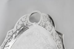 Antique Oval Victorian Silver Plated Tray by James Dixon, 19th Century