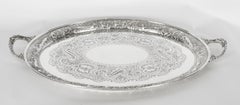 Antique Oval Victorian Silver Plated Tray by Mappin & Webb, 19th Century
