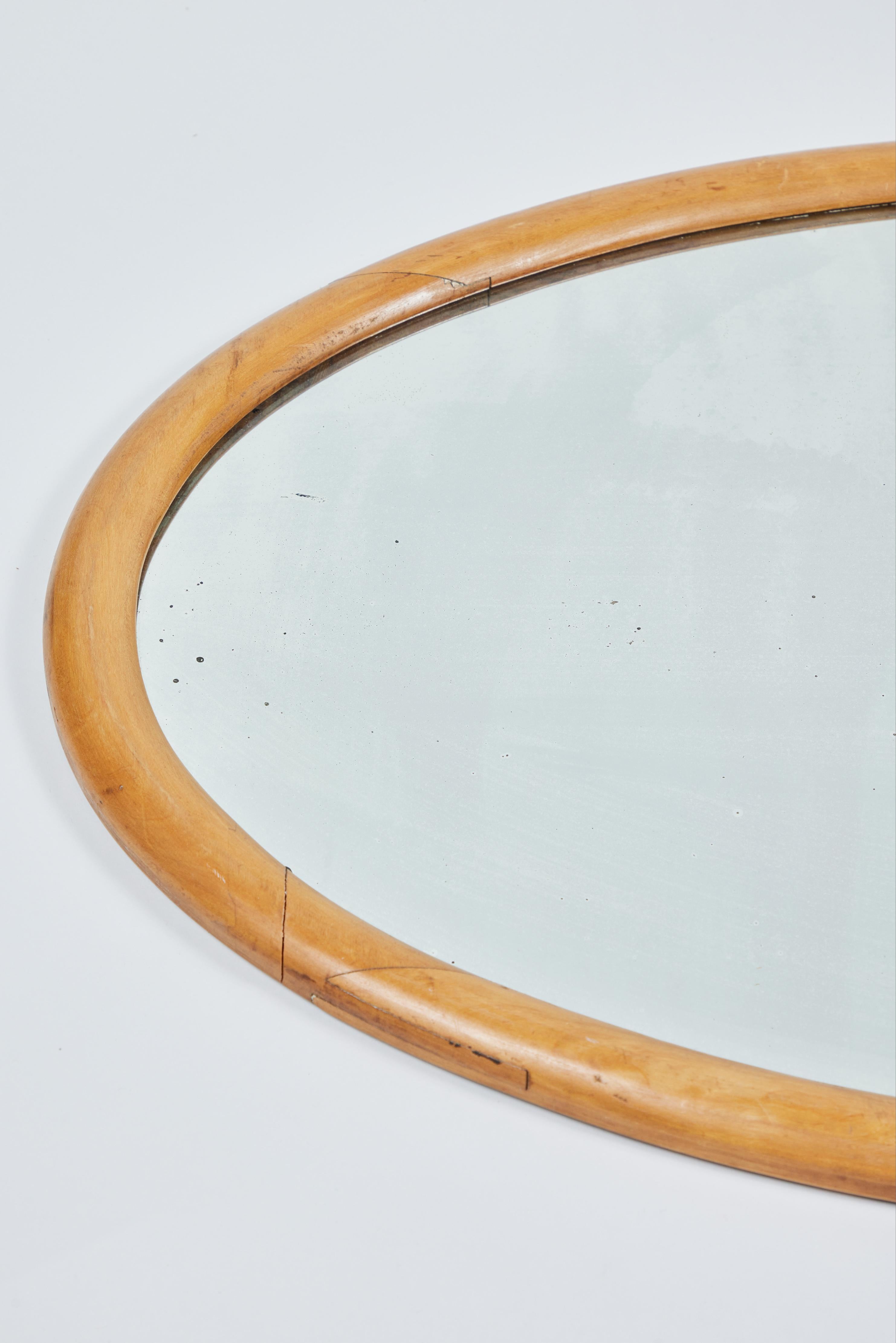 oval wooden mirror vintage