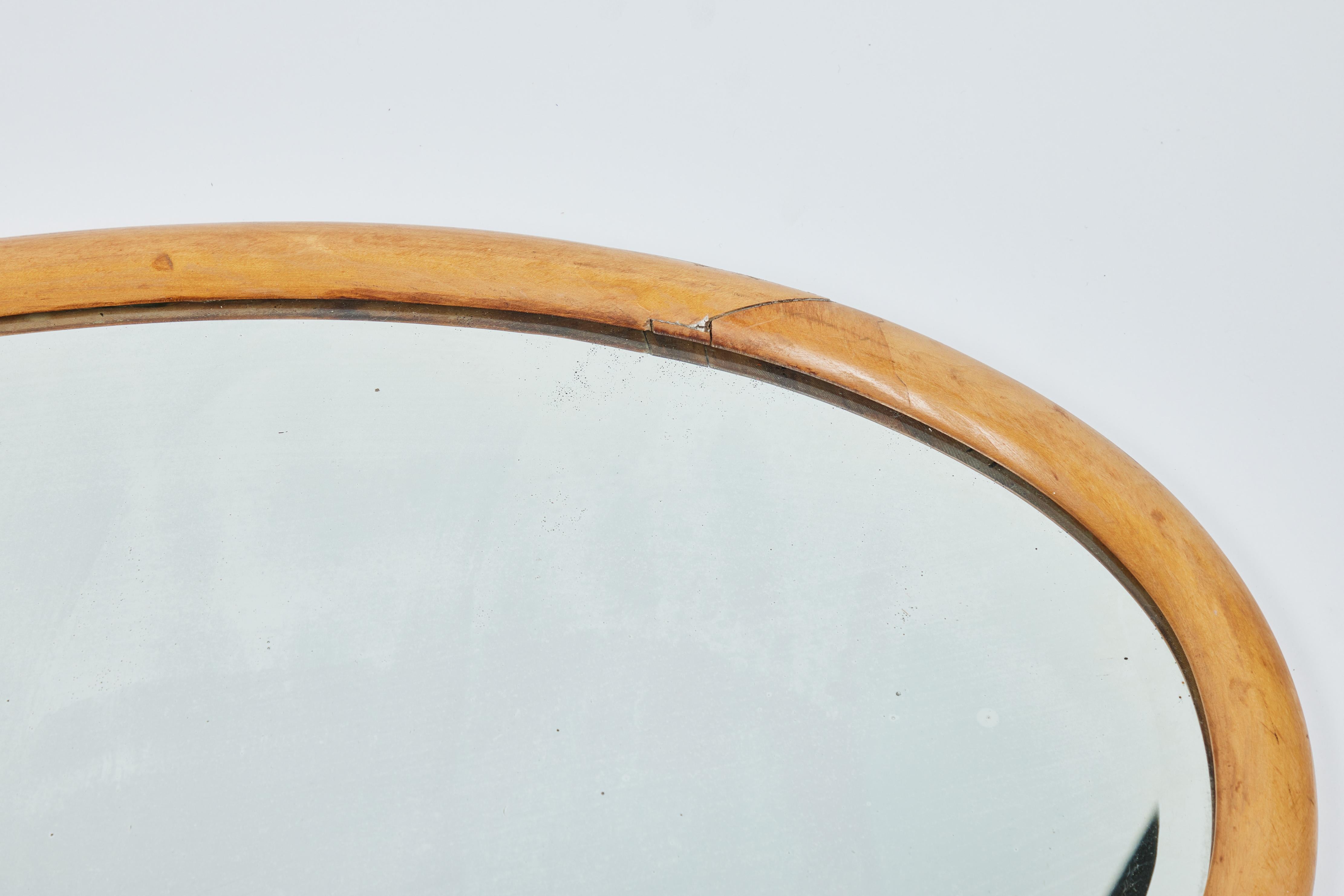 antique wooden oval mirror