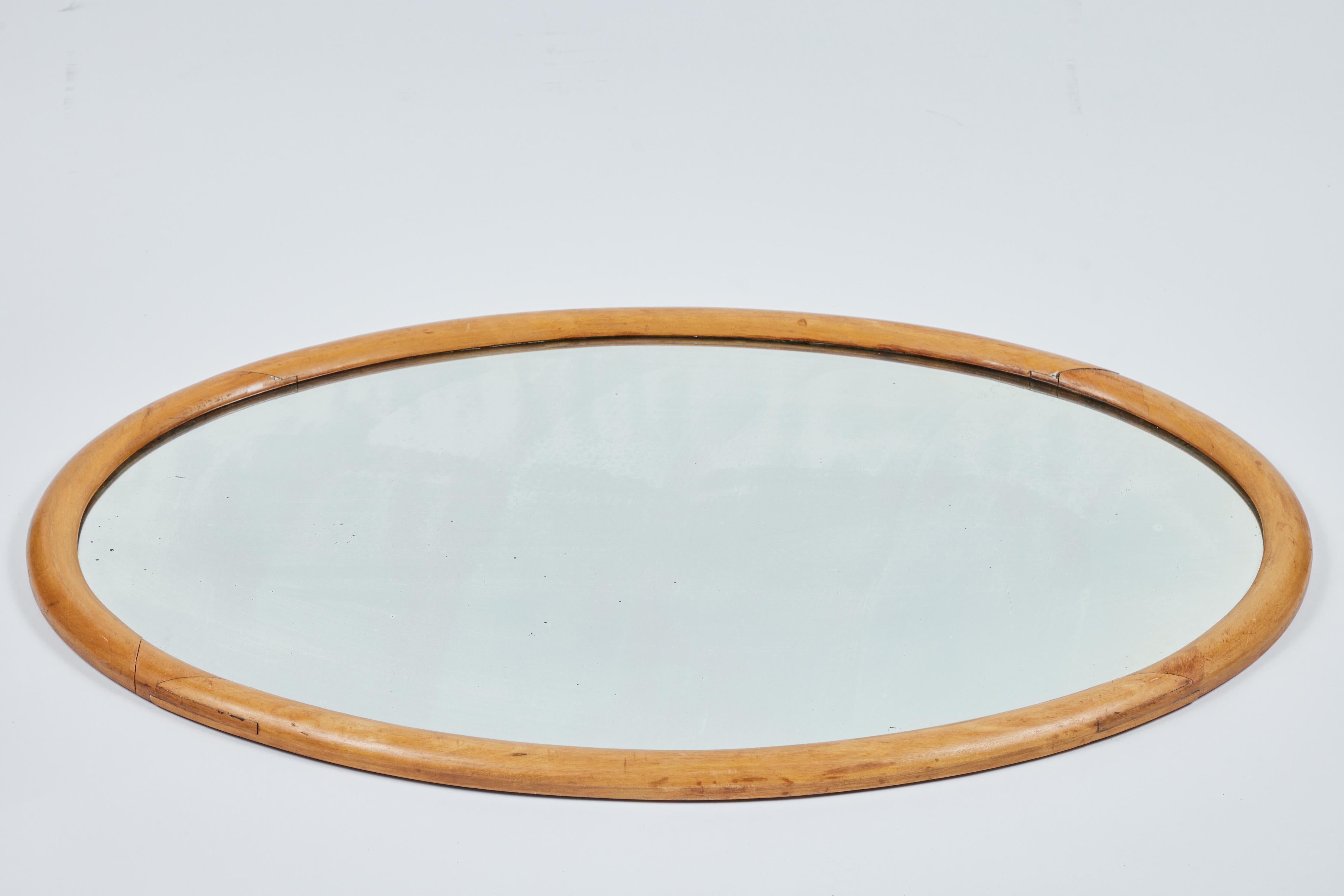 Beveled Antique Oval Wood Frame Mirror