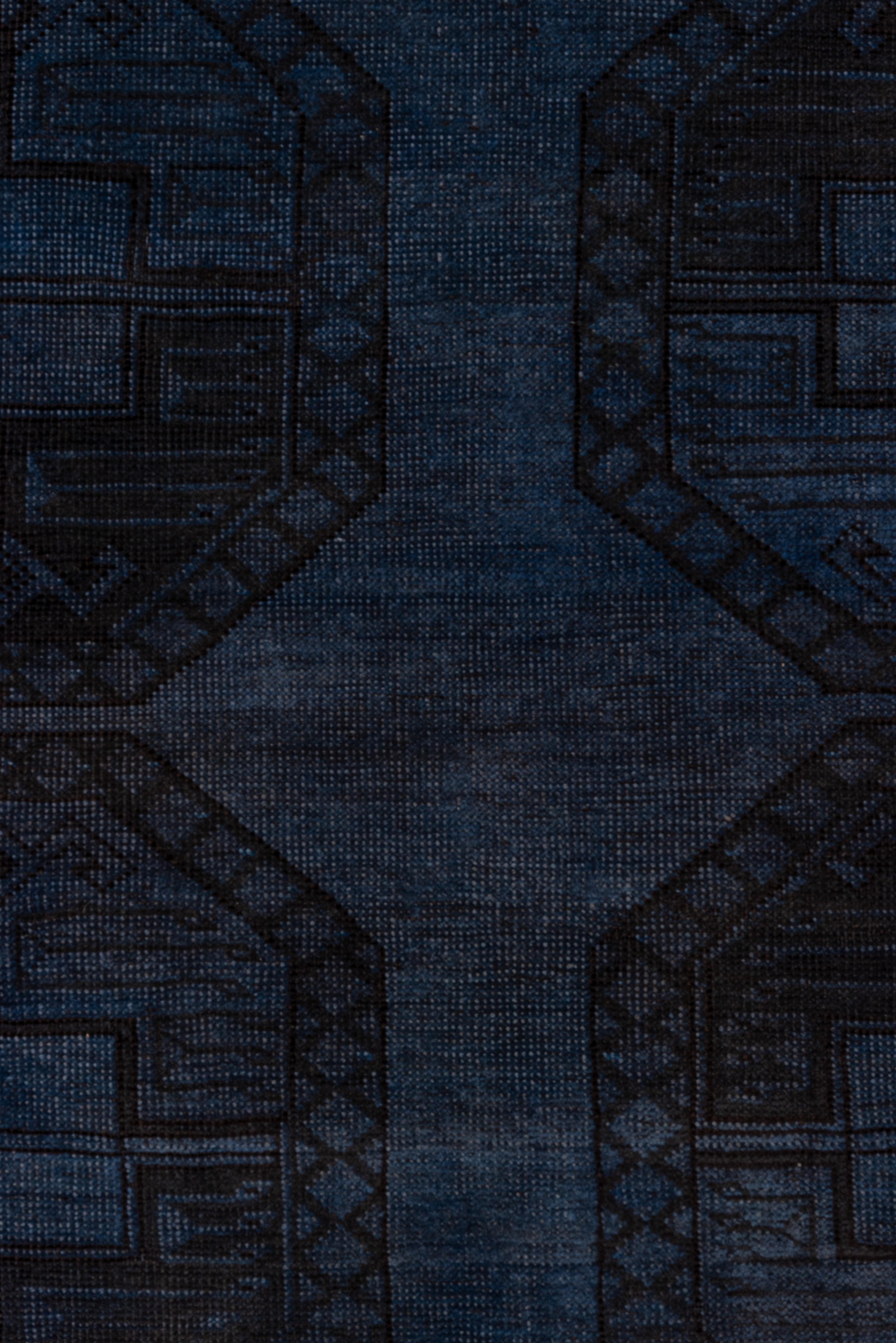 Antique Overdyed Afghan Ersari Rug, Dark Blue, Navy and Black Tones, circa 1920s In Good Condition In New York, NY
