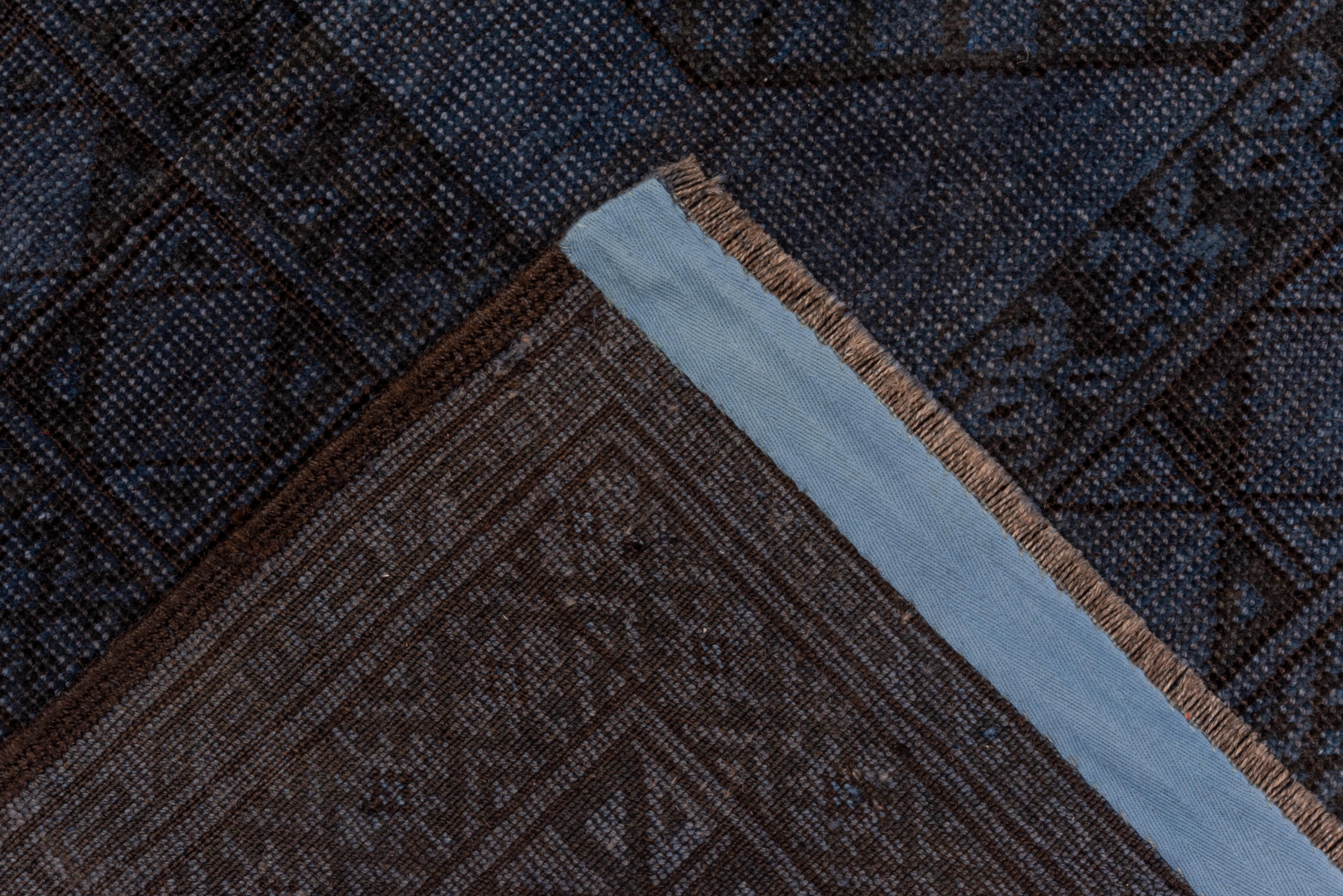 Wool Antique Overdyed Afghan Ersari Rug, Dark Blue, Navy and Black Tones, circa 1920s