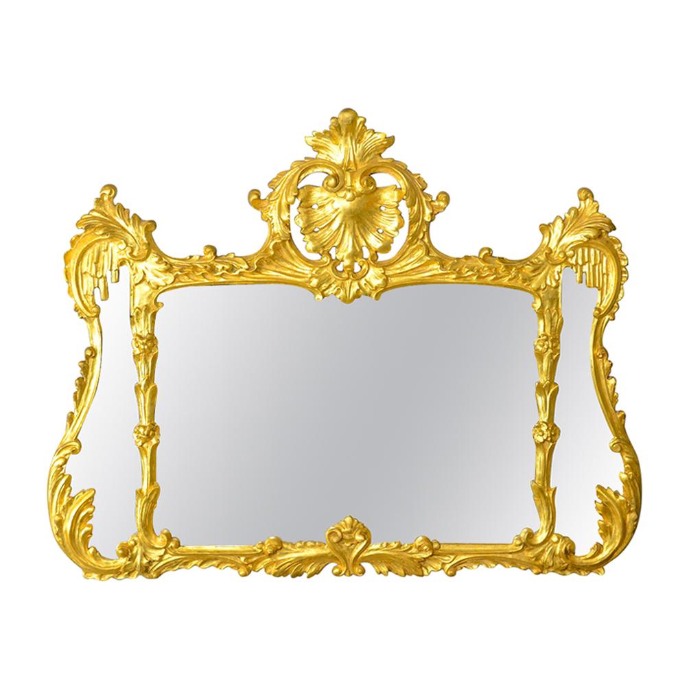 Antique Overmantel Mirror, English, Giltwood, Wall, Triptych, circa 1920