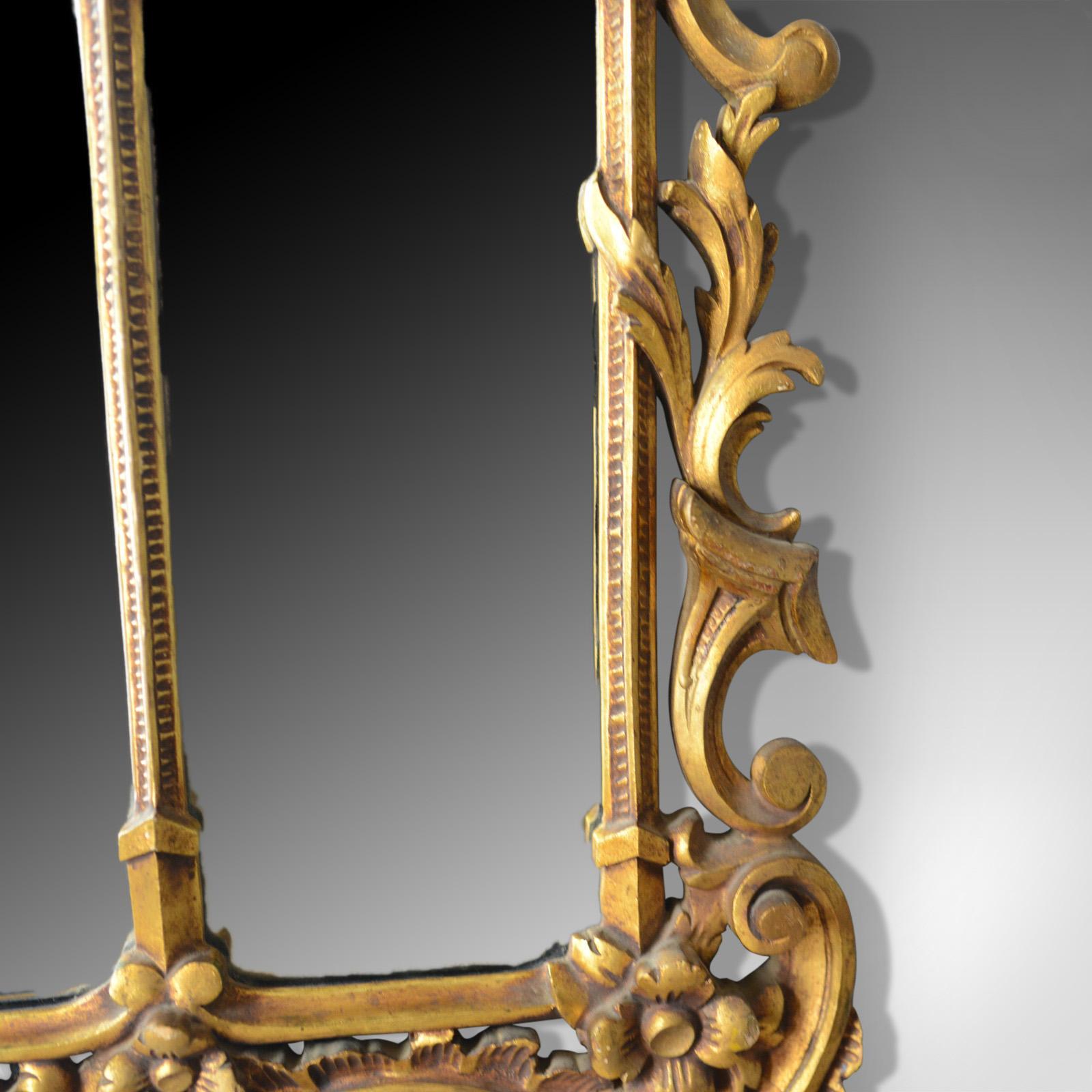 19th Century Antique Overmantel Mirror, English, Regency Revival, Giltwood, Triptych c.1900