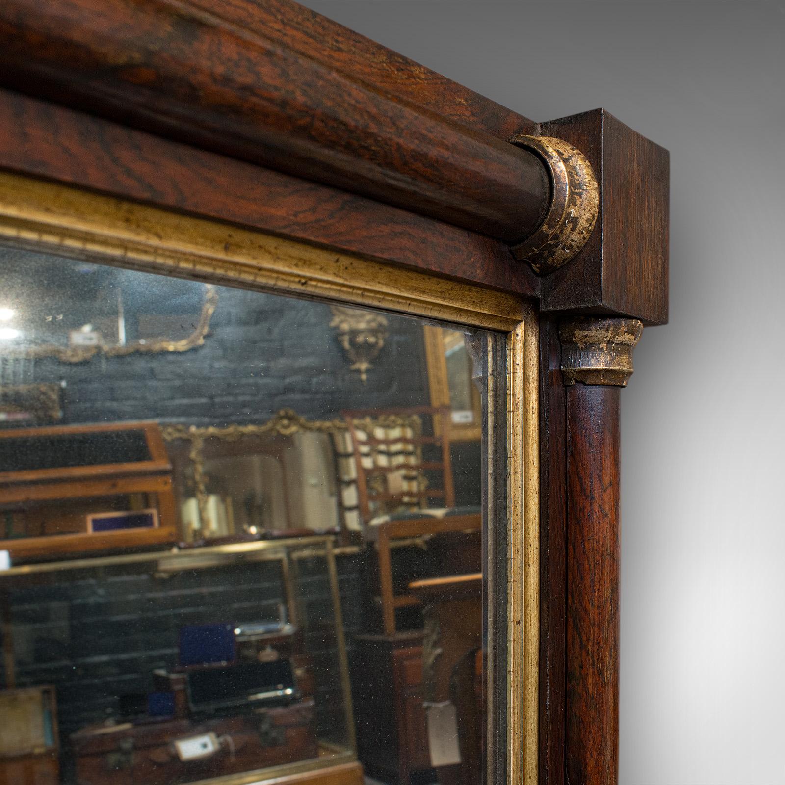 Antique Overmantel Mirror, English, Rosewood, Glass, Rectangular, Regency, 1820 In Good Condition In Hele, Devon, GB