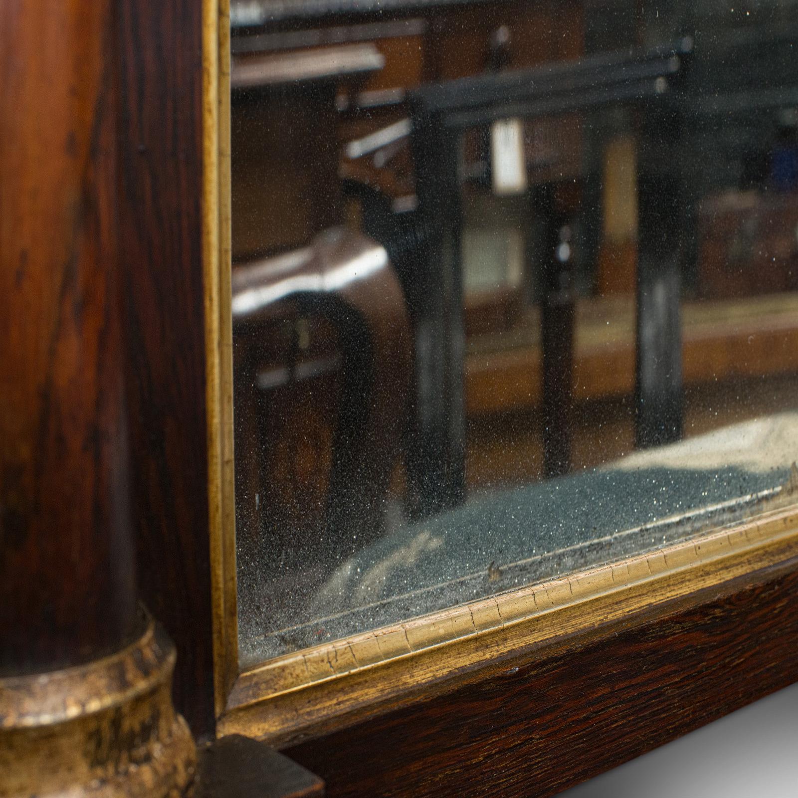 Antique Overmantel Mirror, English, Rosewood, Glass, Rectangular, Regency, 1820 1