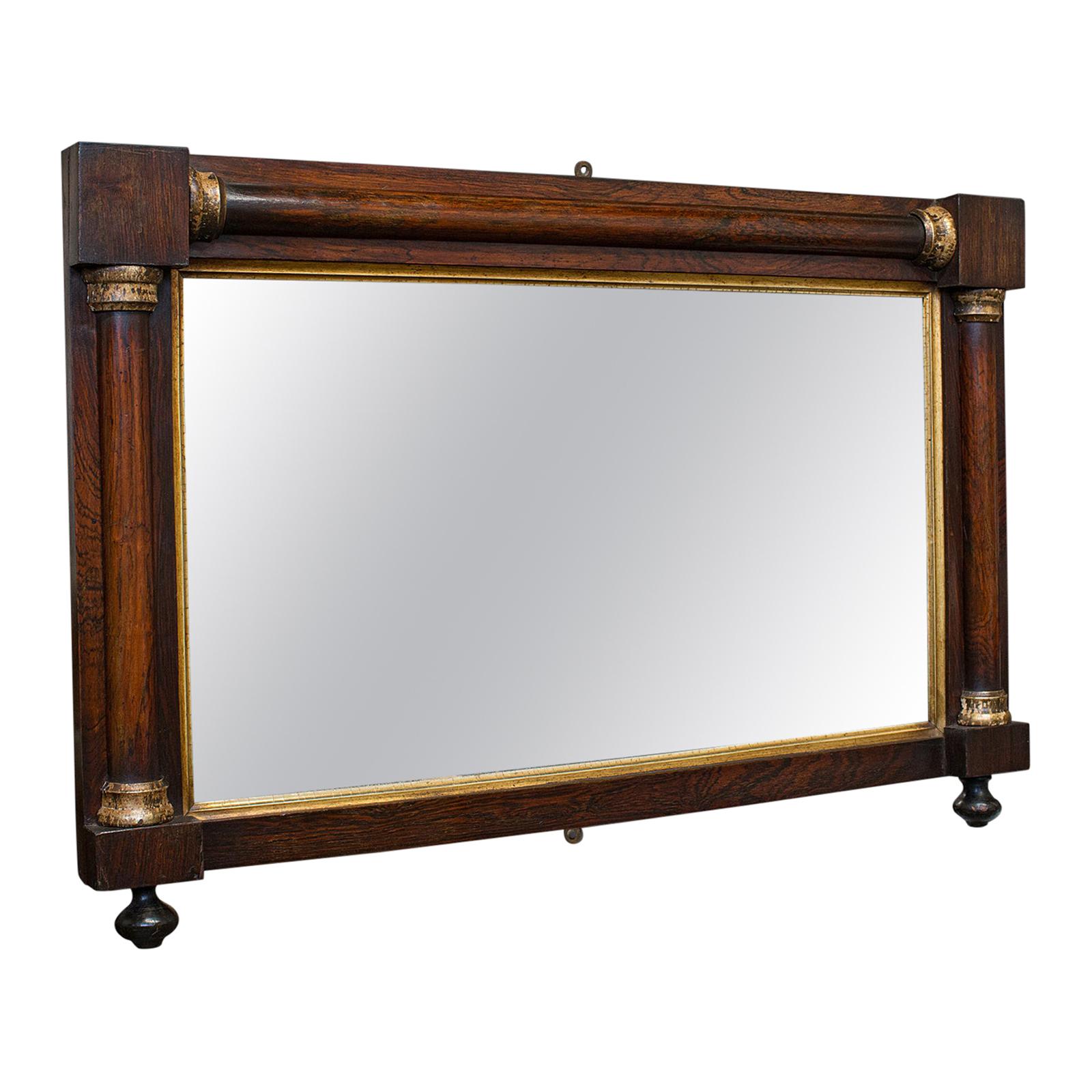 Antique Overmantel Mirror, English, Rosewood, Glass, Rectangular, Regency, 1820
