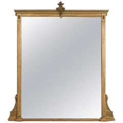 Antique Overmantel Mirror, English Victorian, Classical Revival Wall, circa 1880