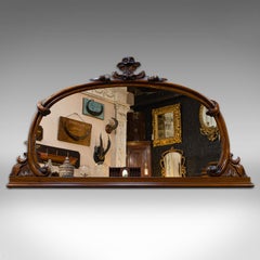 Antique Overmantel Mirror, English, Walnut, Glass, Hall, Victorian, circa 1860