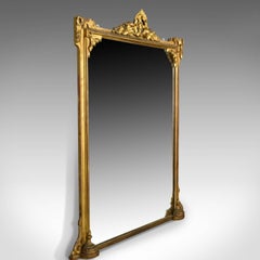 Antique Overmantel Mirror, English Victorian, Wall Giltwood and Gesso