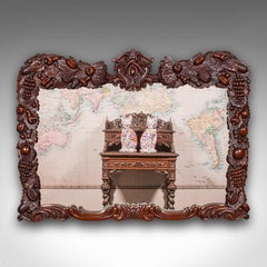 Antique Overmantle Mirror, English, Country House, Carved, Victorian, Circa 1900