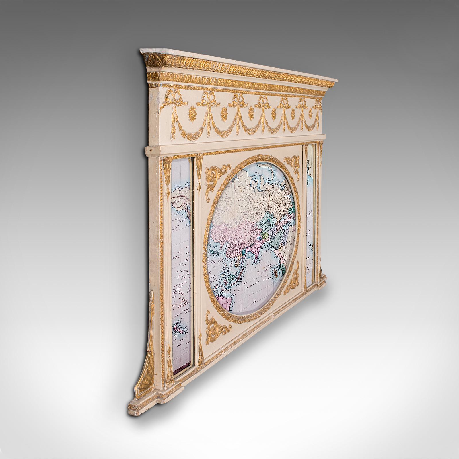 italien Miroir ancien surmonté d'un manteau, Italie, Triptyque, cheminée, fin de l'époque victorienne, vers 1900 en vente