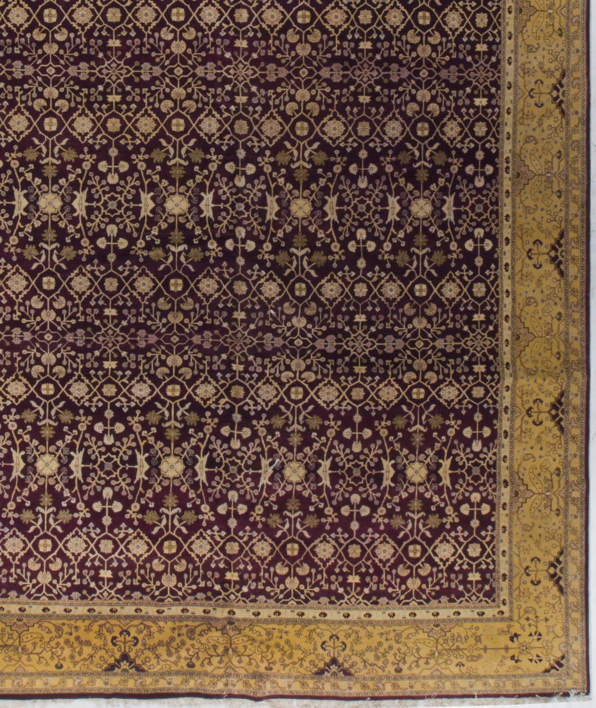 Indian Antique Oversize Agra Rug, circa 1900 13'9 x 20' For Sale