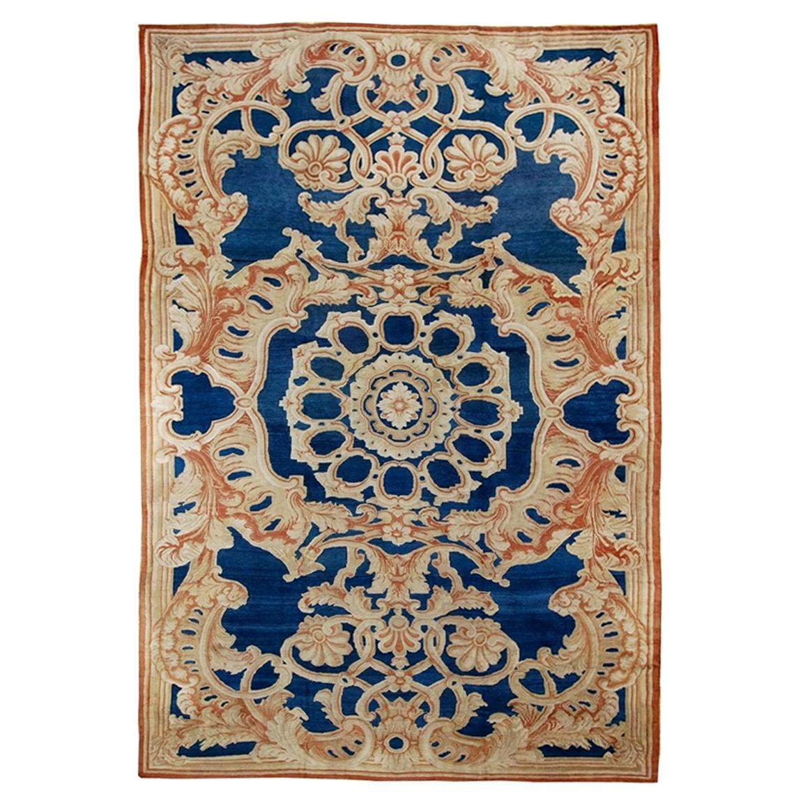 Antiker übergroßer englischer blauer Axminster-Teppich:: um 1820:: 16'8 x 31'