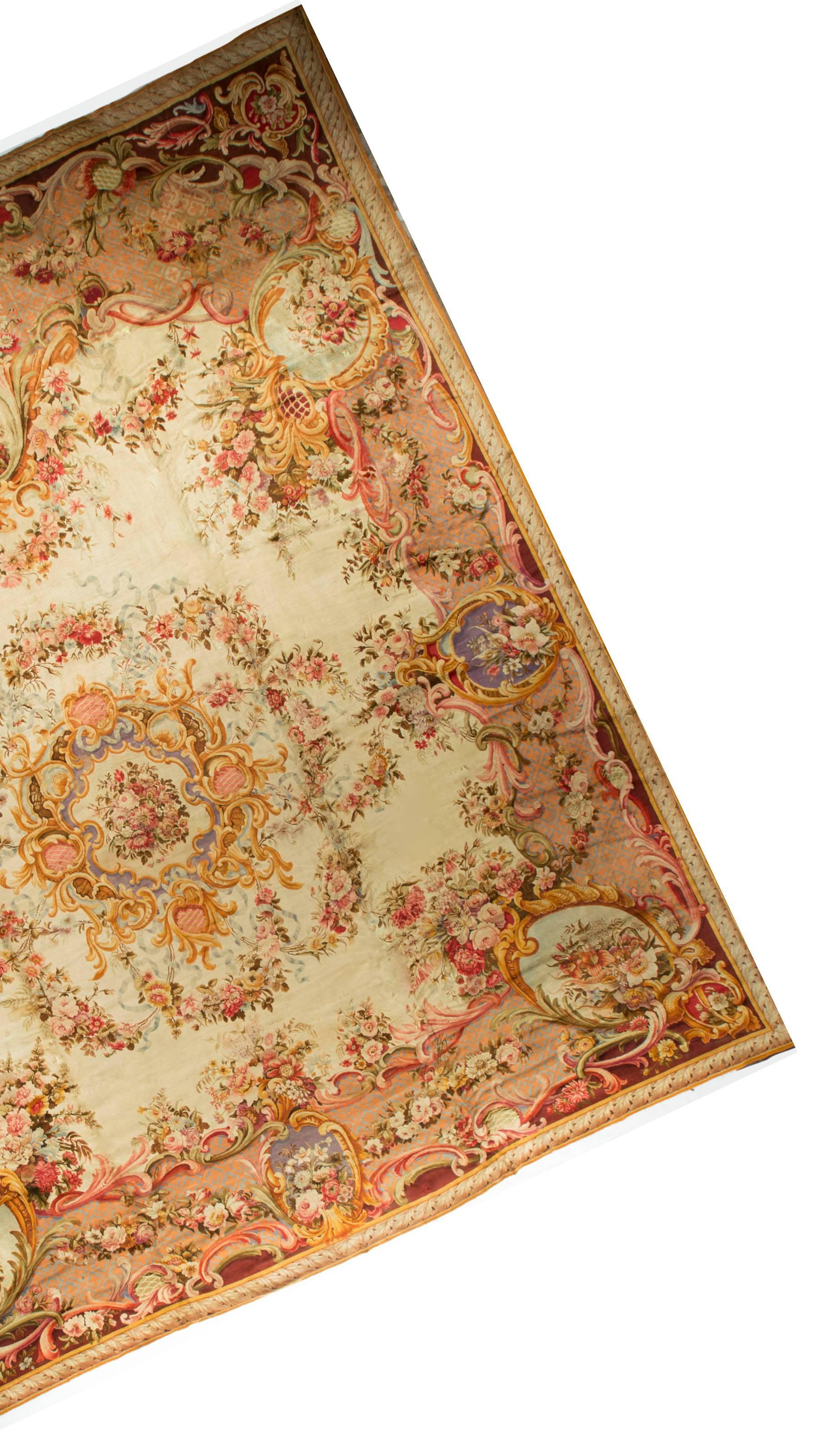 French Savonnerie carpets have been produced since the 1600s. The name comes from the French word for soap, 'savon' as they were produced in an area where soap factories were based. The designs are mainly, pictorial or armorial and the rugs are