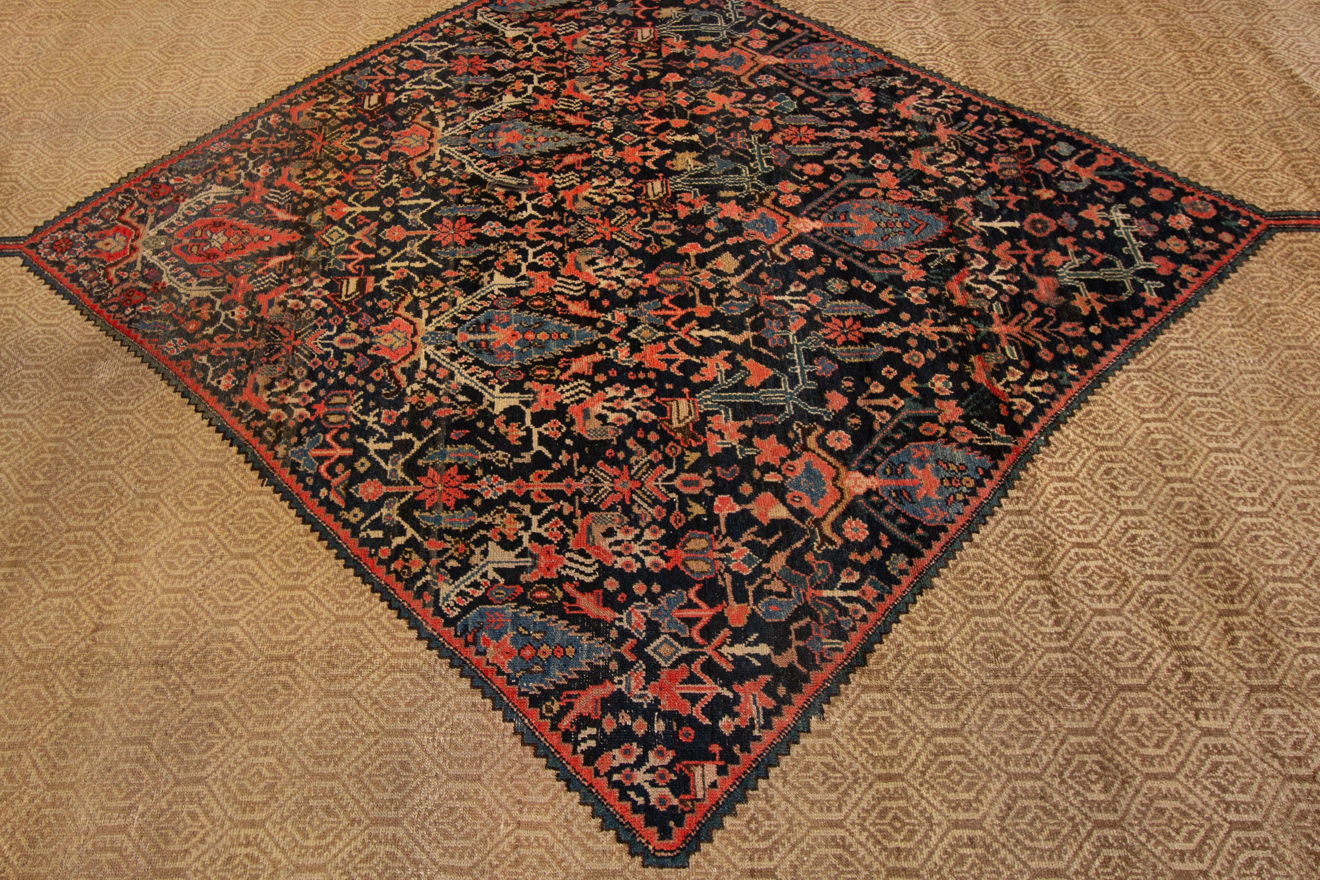 Hand-Knotted Antique Oversize Hamadan Rug For Sale