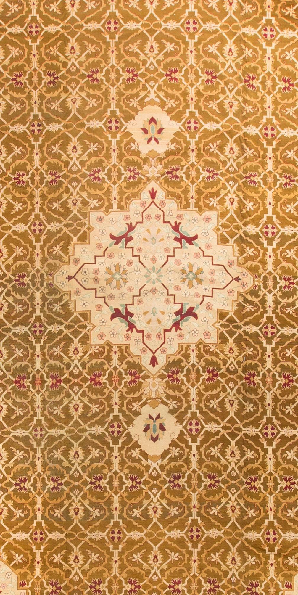 Hand-Knotted Antique Oversize Indian Agra Rug, circa 1890 13'2 x 24' For Sale