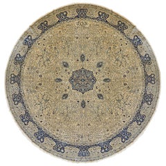 Antique Oversize Indian Amritsar Round Rug