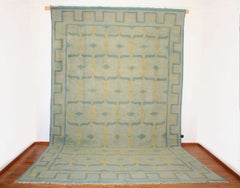 Antique Oversize Indian Cotton Pastel Dhurrie