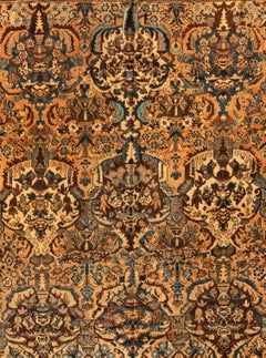 Antico tappeto persiano di grandi dimensioni in marrone e avorio Bakhtiari, anni '30-'40 circa