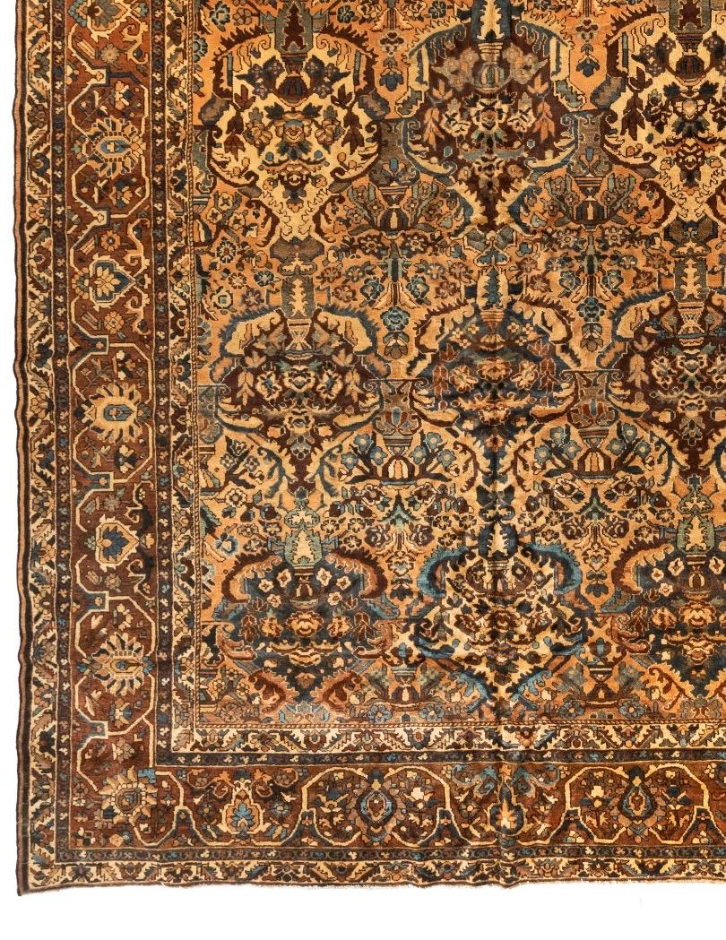 Hand-Knotted Antique Oversize Large Persian Brown and Ivory Bakhtiari Rug, circa 1930s-1940s For Sale