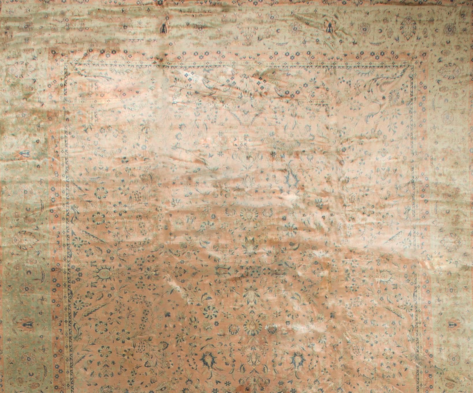 Hand-Knotted Antique Oversize Manchester Kashan Rug  14'6 x 25'6 For Sale