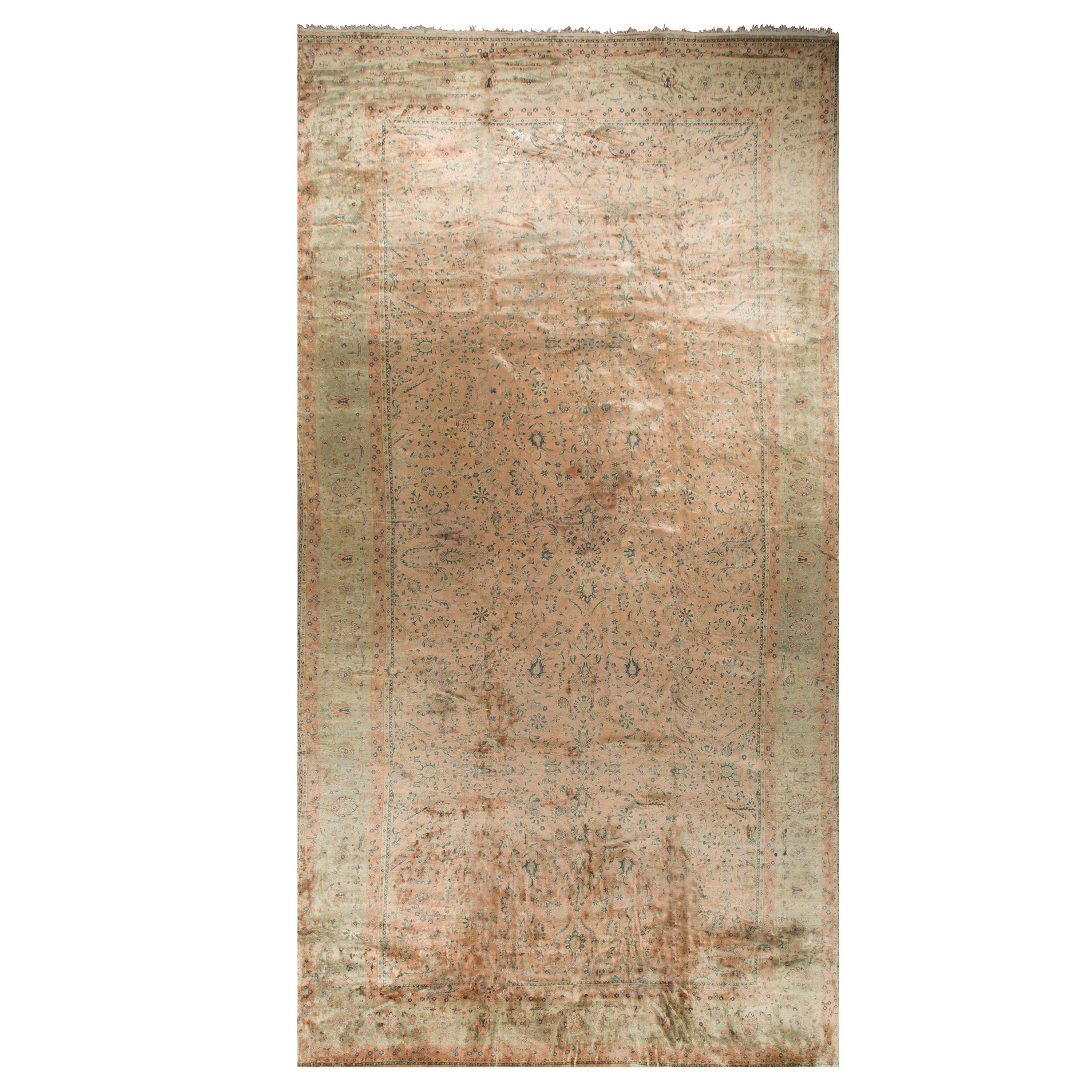 Antiker übergroßer Manchester Kashan-Teppich in Übergröße  14'6 x 25'6